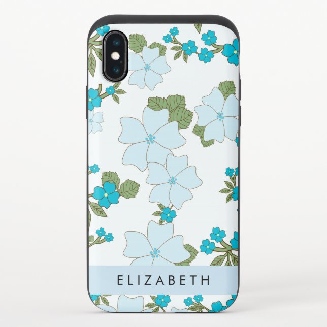 Blue Flowers, Pattern Of Flowers, Your Name Uncommon iPhone Case (Back)