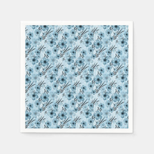 Blue flowers pattern on tiger background napkins