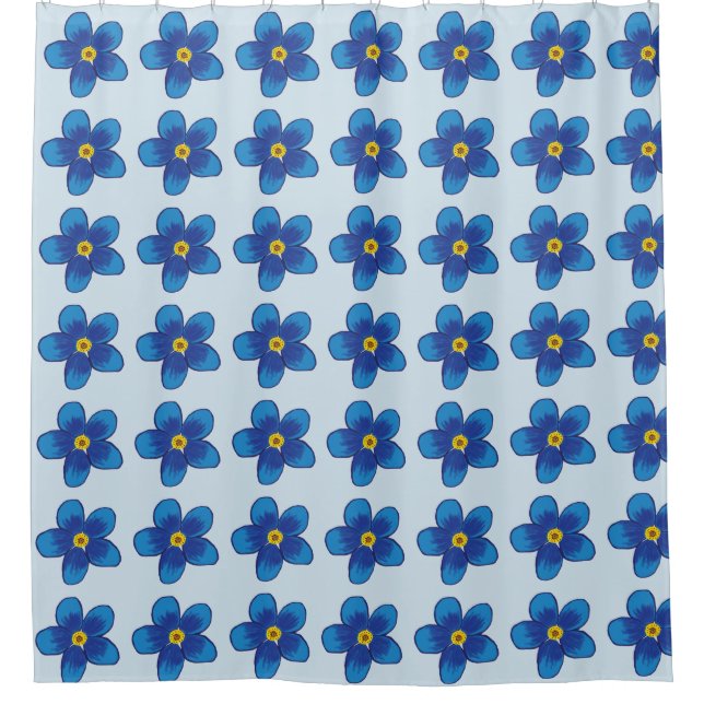 Blue flowers pattern Shower Curtain (Front)