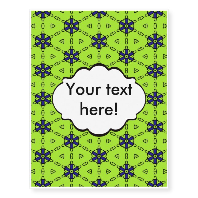 Blue flowers pattern temporary tattoos (Front)