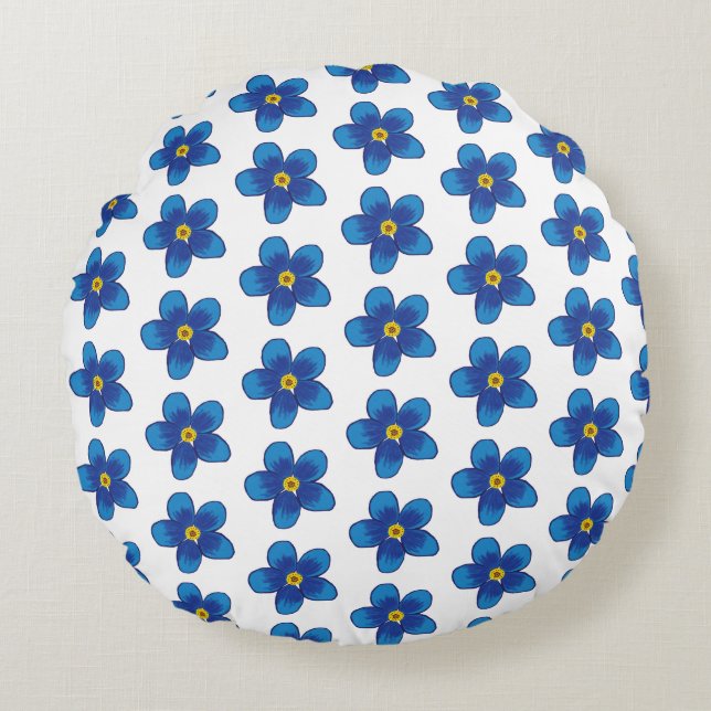 Blue flowers pattern throw cushion (Front)