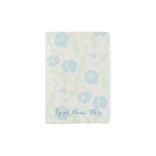 Blue Flowers Personalized Passport Holder