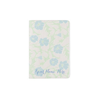 Blue Flowers Personalized Passport Holder