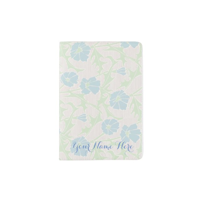 Blue Flowers Personalized Passport Holder (Front)