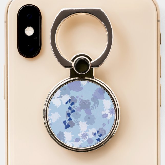 Blue Flowers Phone Ring Stand (Close Up)