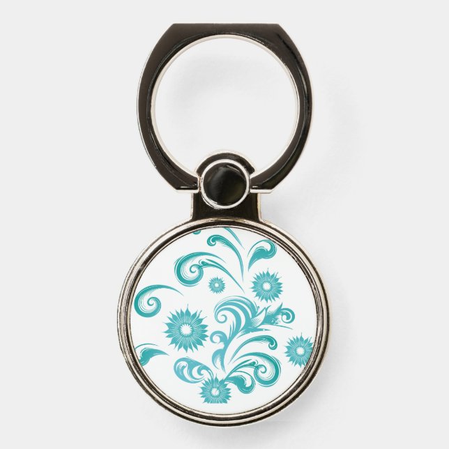 Blue flowers phone ring stand (Front)