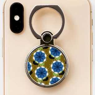 Blue flowers phone ring stand