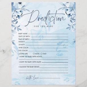 Blue Flowers Prediction For Baby Shower Game