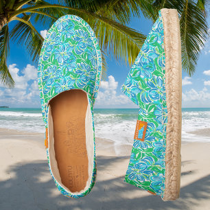 Blue Flowers Preppy Stylish Summer  Espadrilles