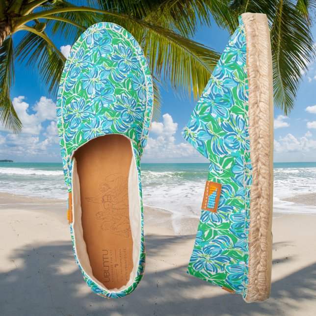 Blue Flowers Preppy Stylish Summer  Espadrilles (Creator Uploaded)