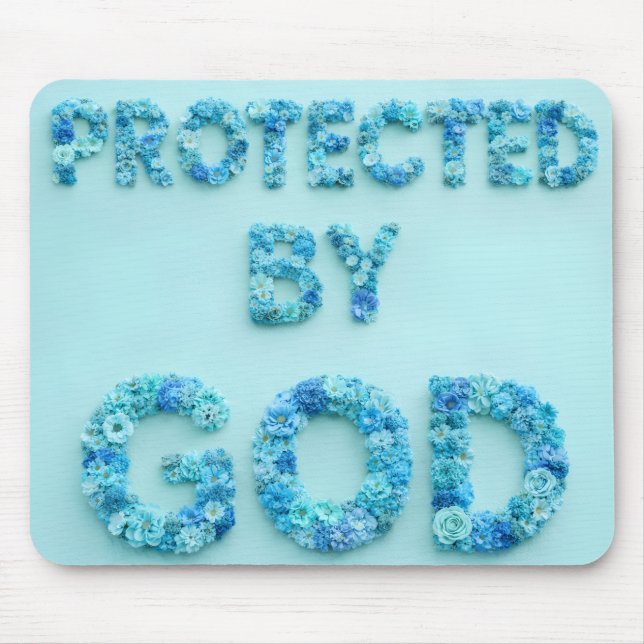 blue flowers protected by god christian faith  mouse pad (Front)
