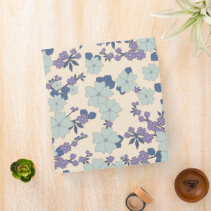 Blue Flowers, Purple Flowers, Floral Pattern 3 Ring Binder