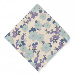 Blue Flowers, Purple Flowers, Floral Pattern Bandana