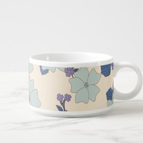 Blue Flowers Purple Flowers Floral Pattern Bowl