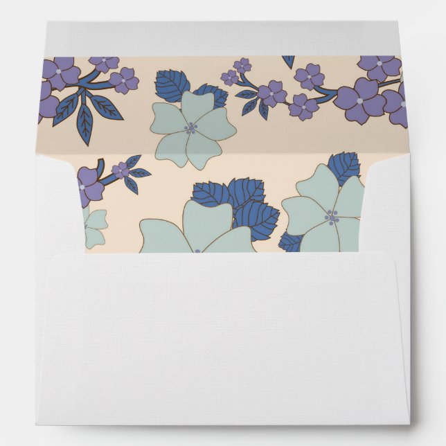 Blue Flowers, Purple Flowers, Floral Pattern Envelope (Back (Bottom))