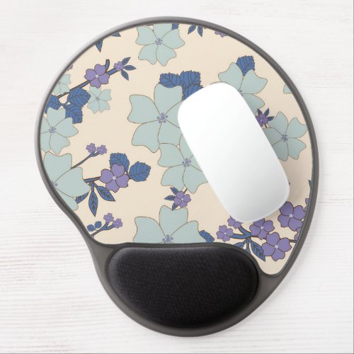 Blue Flowers Purple Flowers Floral Pattern Gel Mouse Pad