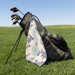 Blue Flowers, Purple Flowers, Floral Pattern Golf Towel