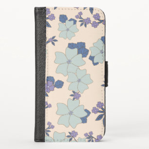 Blue Flowers, Purple Flowers, Floral Pattern iPhone X Wallet Case