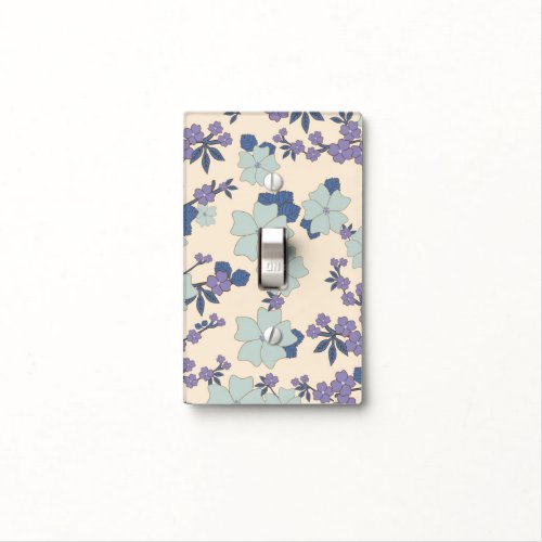 Blue Flowers Purple Flowers Floral Pattern Light Switch Cover