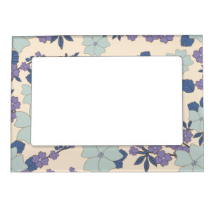 Blue Flowers, Purple Flowers, Floral Pattern Magnetic Frame