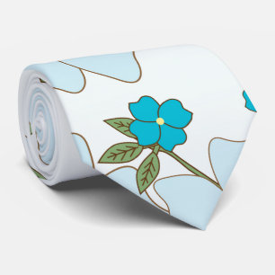Blue Flowers, Purple Flowers, Floral Pattern Neck Tie