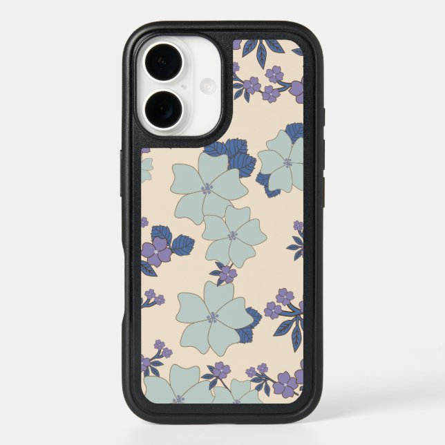 Blue Flowers, Purple Flowers, Floral Pattern Otterbox iPhone Case (Back)