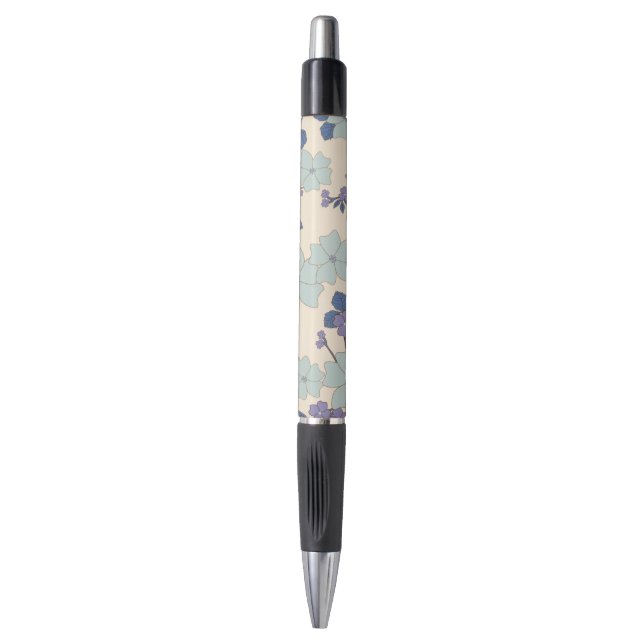 Blue Flowers, Purple Flowers, Floral Pattern Pen (Front Vertical)