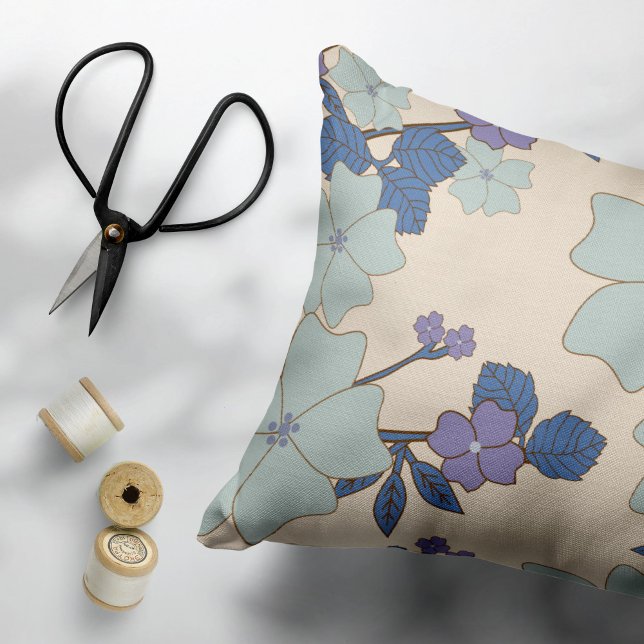 Blue Flowers, Purple Flowers, Floral Pattern Pillow Case (Creator Uploaded)