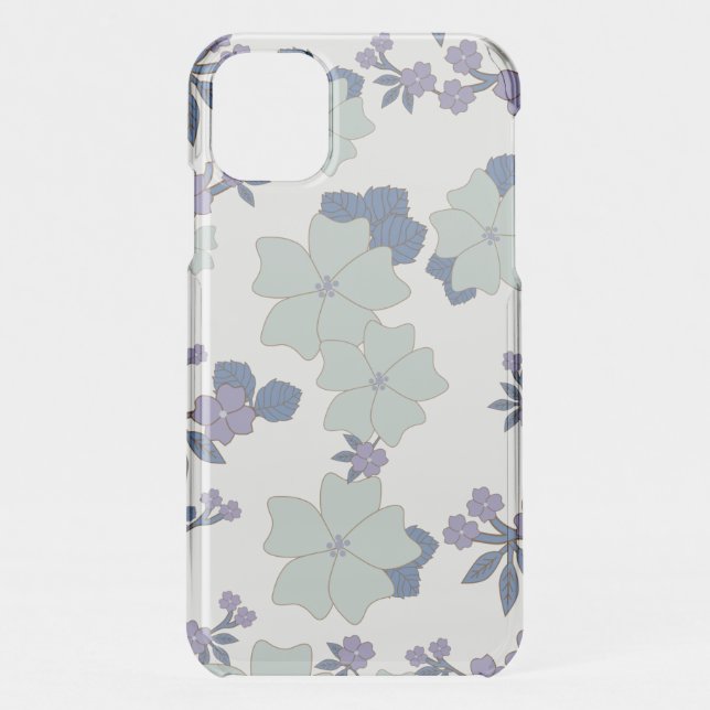 Blue Flowers, Purple Flowers, Floral Pattern Uncommon iPhone Case (Back)