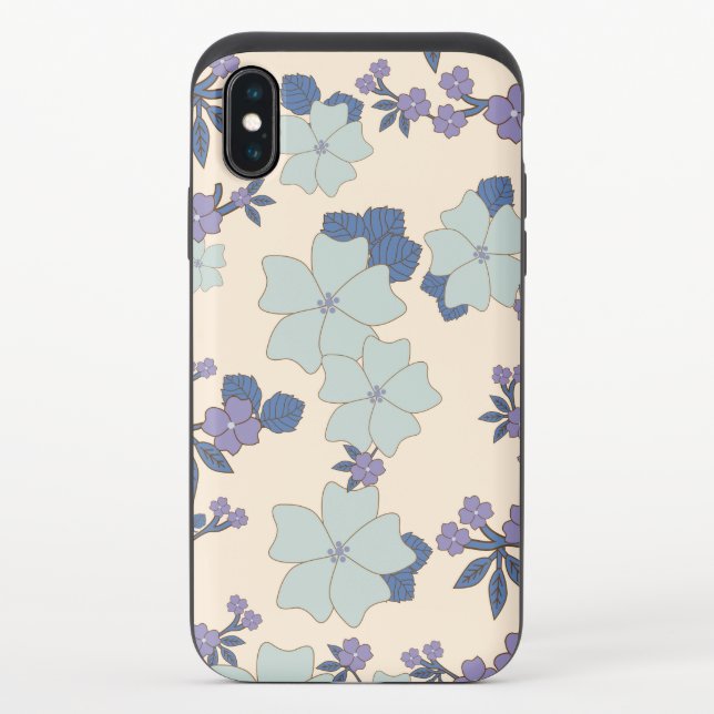 Blue Flowers, Purple Flowers, Floral Pattern Uncommon iPhone Case (Back)
