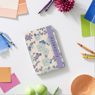 Blue Flowers, Purple Flowers, Floral, Your Name iPad Mini Cover
