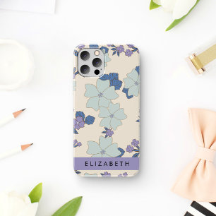 Blue Flowers, Purple Flowers, Floral, Your Name iPhone 16 Case