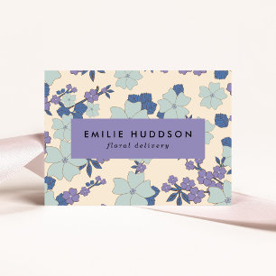 Blue Flowers, Purple Flowers, Florist, Flower Shop Business Card