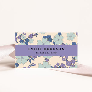Blue Flowers, Purple Flowers, Florist, Flower Shop Business Card