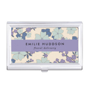 Blue Flowers, Purple Flowers, Florist, Flower Shop Business Card Case