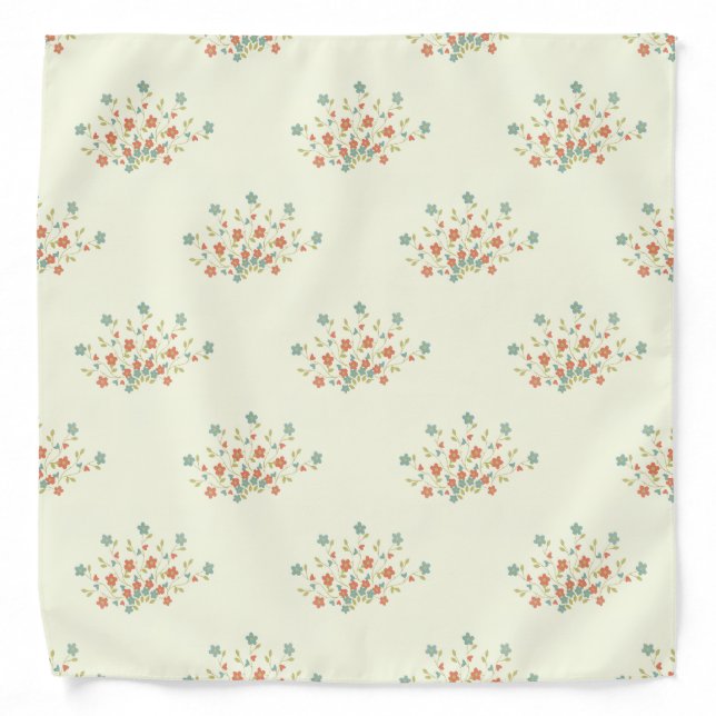 Blue Flowers, Red Flowers, Pattern Of Flowers Bandana (Front)
