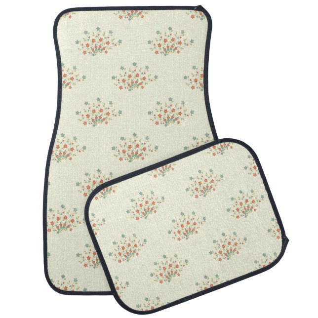 Blue Flowers, Red Flowers, Pattern Of Flowers Car Floor Mat (Set)