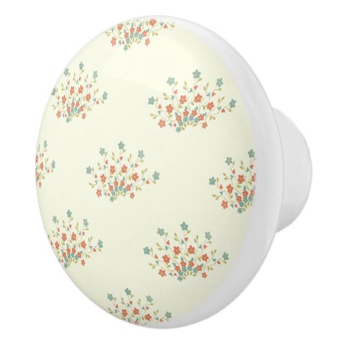 Blue Flowers Red Flowers Pattern Of Flowers Ceramic Knob