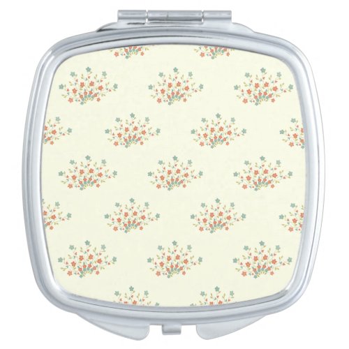 Blue Flowers Red Flowers Pattern Of Flowers Compact Mirror