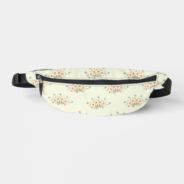 Blue Flowers, Red Flowers, Pattern Of Flowers Fanny Pack (Front)