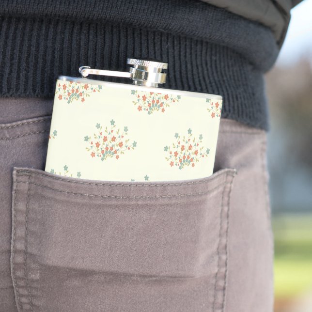 Blue Flowers, Red Flowers, Pattern Of Flowers Flask (In Situ)
