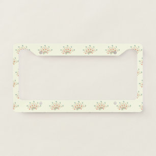 Blue Flowers, Red Flowers, Pattern Of Flowers License Plate Frame