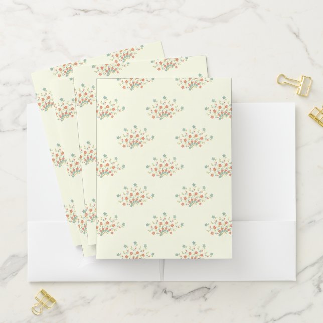 Blue Flowers, Red Flowers, Pattern Of Flowers Pocket Folder (In Situ)