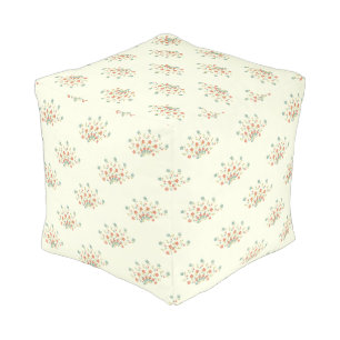 Blue Flowers, Red Flowers, Pattern Of Flowers Pouf