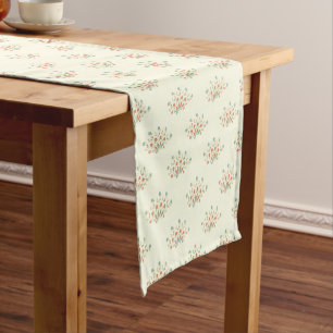 Blue Flowers, Red Flowers, Pattern Of Flowers Short Table Runner