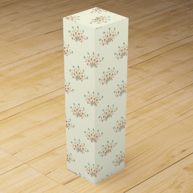 Blue Flowers, Red Flowers, Pattern Of Flowers Wine Box (Front)