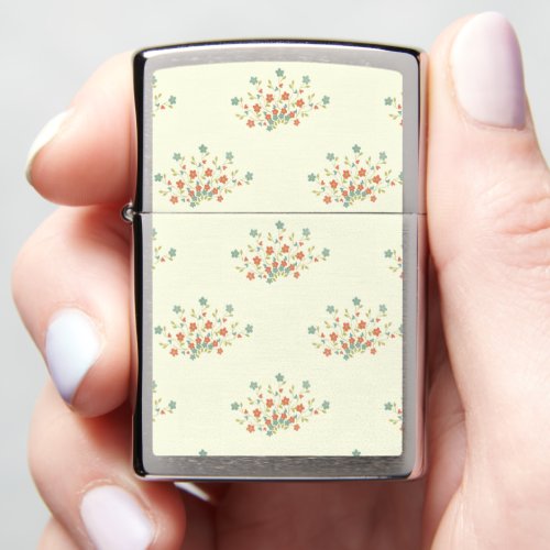 Blue Flowers Red Flowers Pattern Of Flowers Zippo Lighter