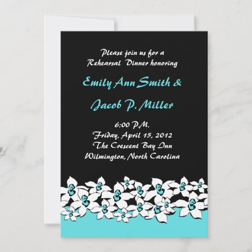 Blue Flowers Rehersal Dinner Invitations