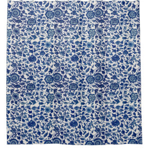 Blue flowers shower curtain