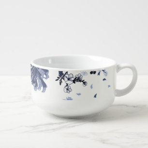Blue flowers soup mug